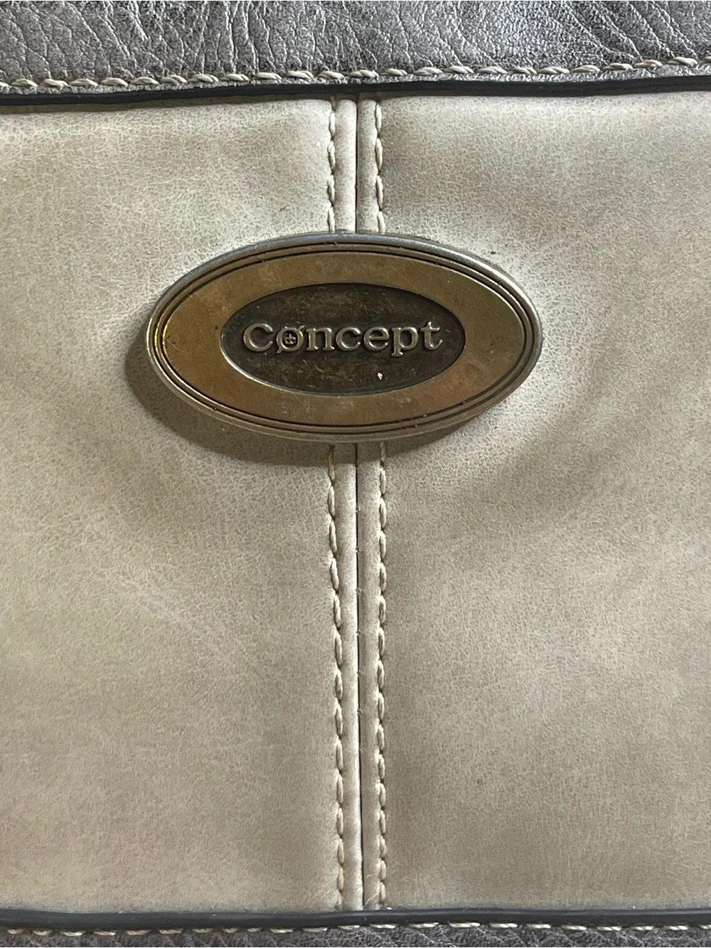 BOC Born Concept Gray Cream Faux Leather Hobo Shoulder Bag Purse